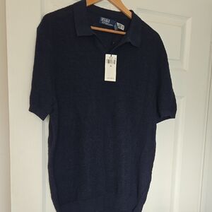 NWT Polo By Ralph Lauren Dark Blue Lightweight Polo Shirt Sweater XL